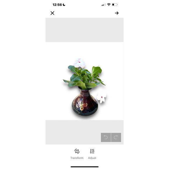 Butterfly Pottery Bud Vase in Black & Burgundy Glaze with 18k Genuine Gold - Picture 10 of 10